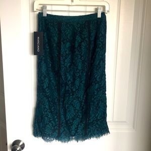 Marciano black and teal green lace skirt NEW